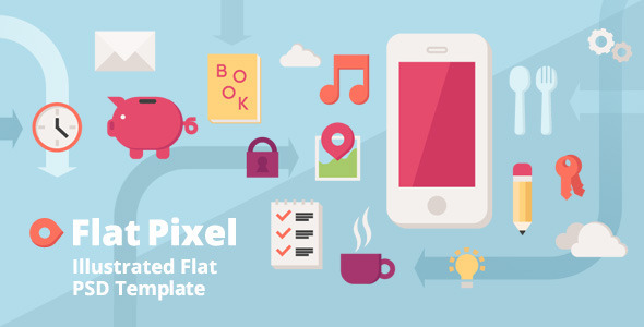 Flat Pixel - Illustrated PSD Template