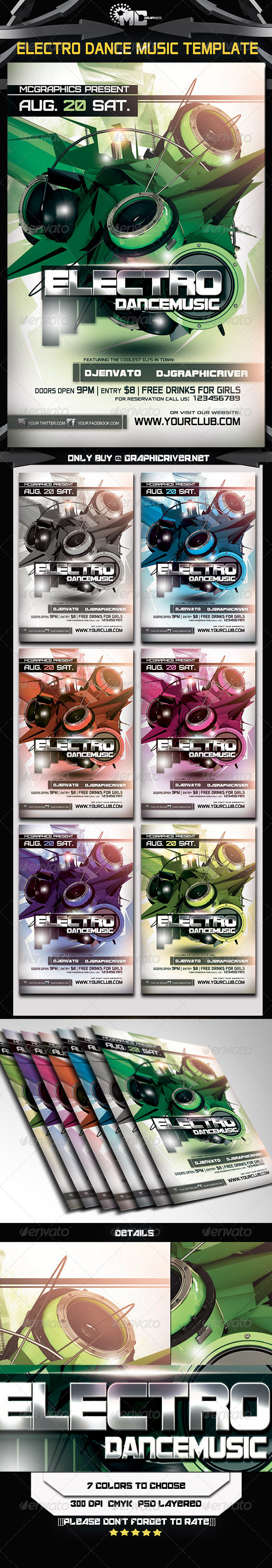 Electro Dance Music Party Flyer Template Electro Dance Music Party Flyer Template