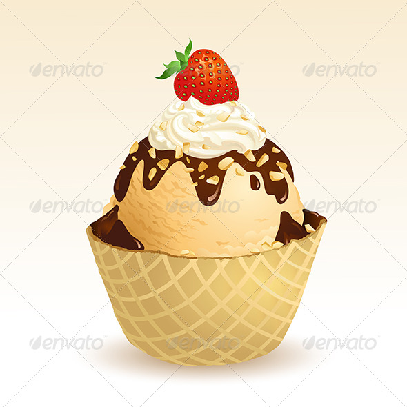 Vanilla Ice Cream with Waffle Basket
