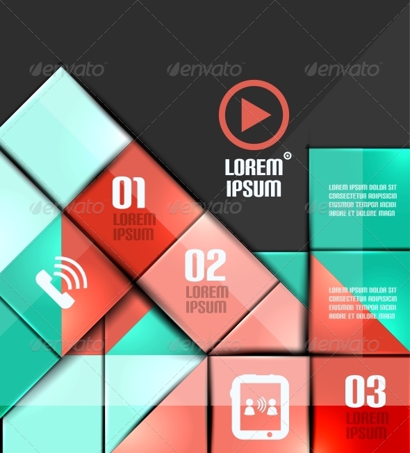 Glossy Colorful Squares Infographics - Concepts Business