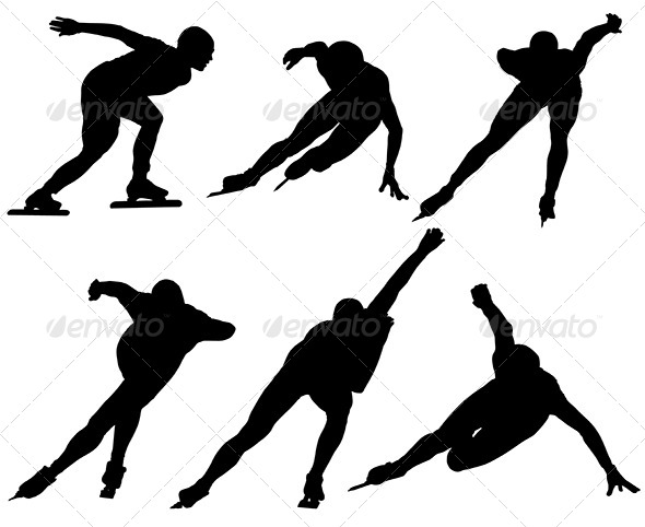 Ice Speed Skating Silhouette Ice Speed Skating Silhouette