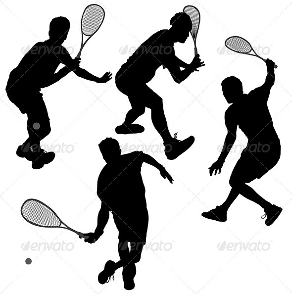 Squash Players Silhouette Squash Players Silhouette