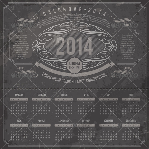 Ornate Vintage Calendar of 2014