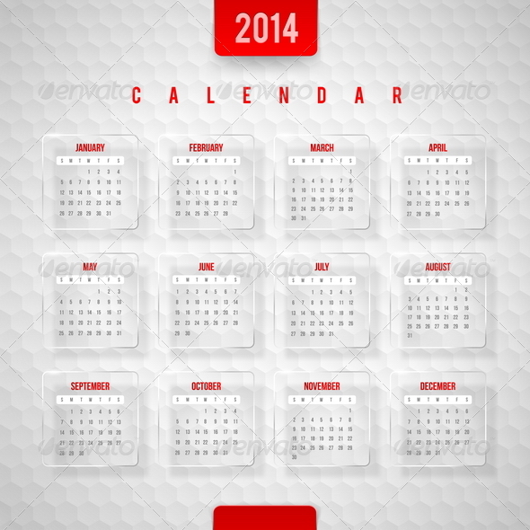 Vector Design Template -  Calendar of 2014