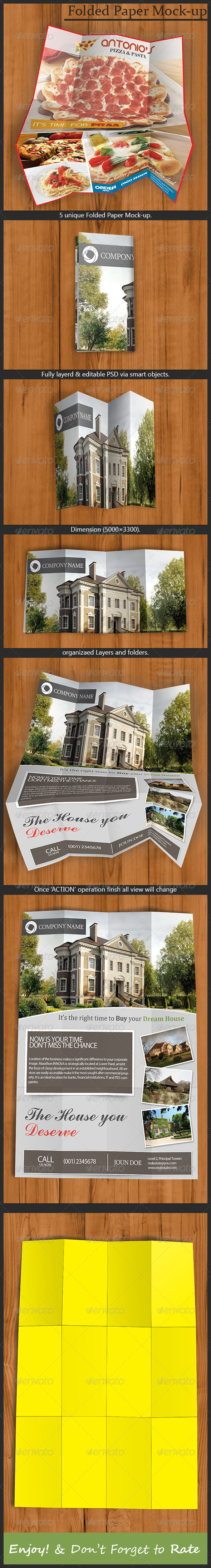 Folded Paper Mock-up - Actions Photoshop
