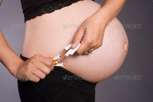 Pregnant Woman Expecting Baby Quits Cigarettes Smoking