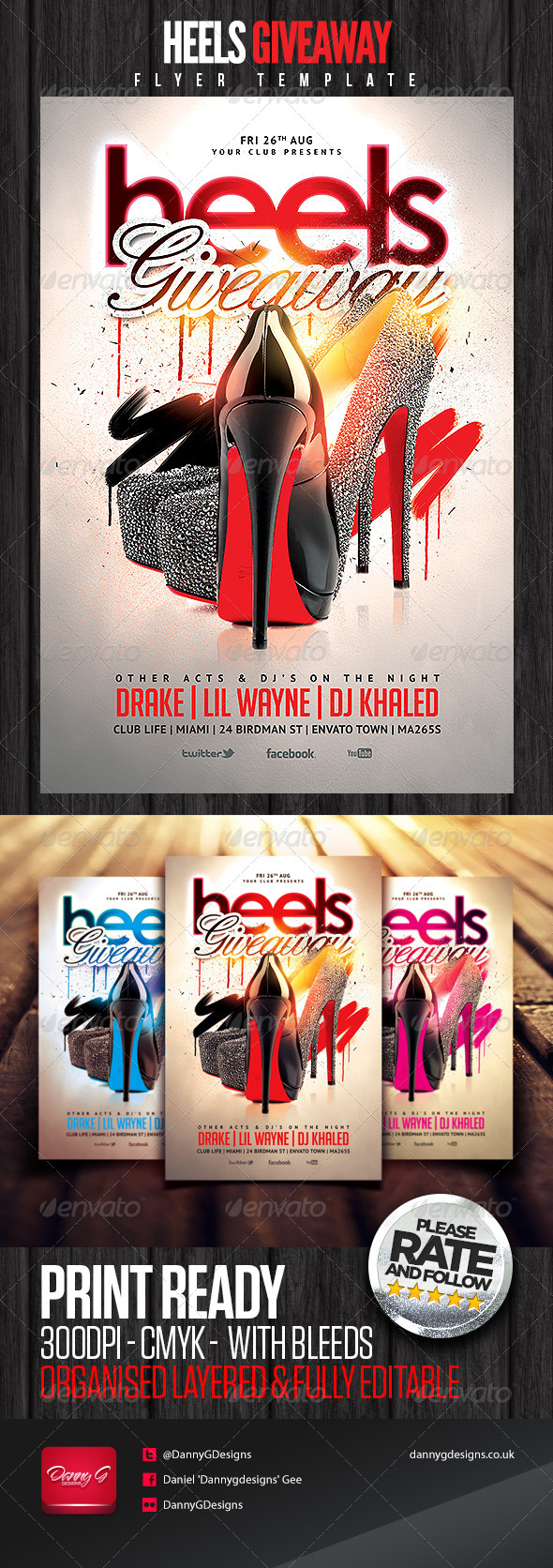 Heels Giveaway Flyer Template - Clubs & Parties Events
