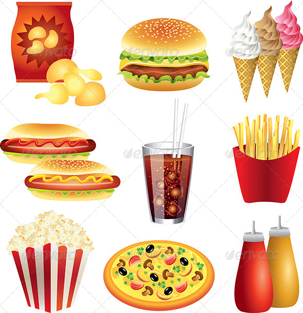 Fast Food Meals Vector Set Fast Food Meals Vector Set