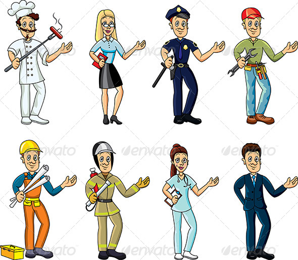 Popular Jobs and Professions Set - People Characters