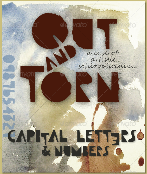 Qut&Torn Font - CAPS and NUMBERS - Sans-Serif Fonts