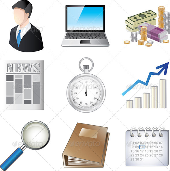 Business Icons Colorful Set Business Icons Colorful Set