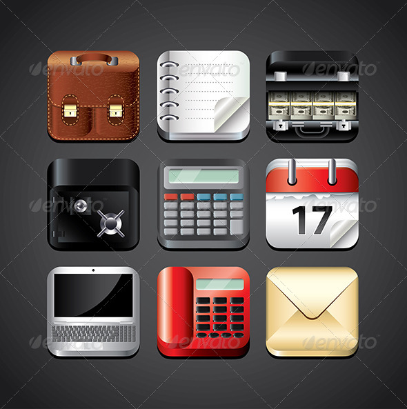 Business App Icons for Mobile Devices Business App Icons for Mobile Devices