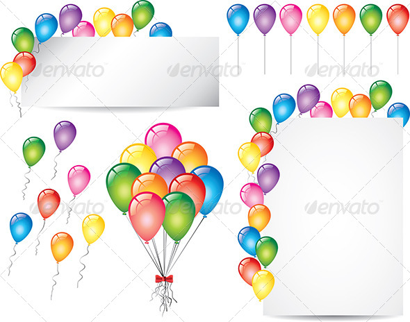 Colorful Glossy Balloons Vector Set Colorful Glossy Balloons Vector Set