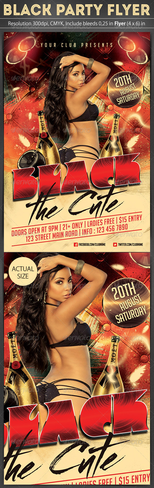 Black Party Flyer Template - Clubs & Parties Events