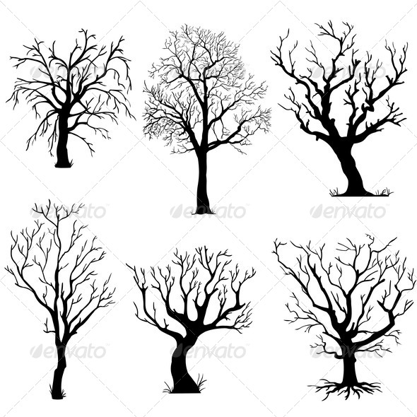 Vector Set of Silhouettes of Trees Vector Set of Silhouettes of Trees