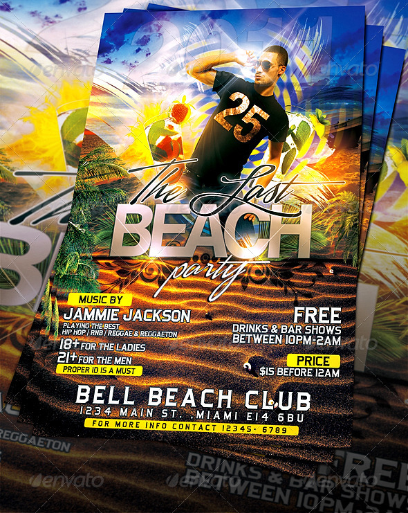 Last Beach Party Flyer Template - Clubs & Parties Events
