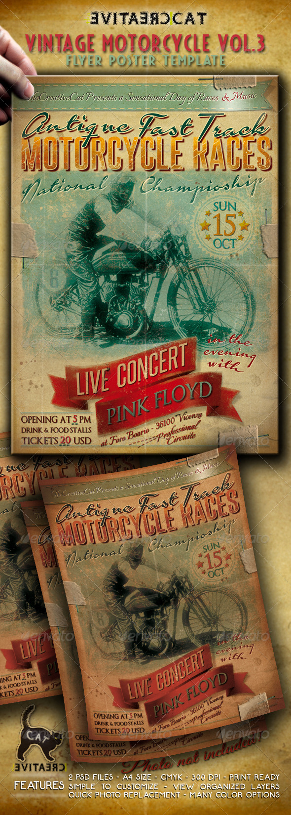 Vintage Motorcycle Flyer/Poster Vol. 3 - Events Flyers