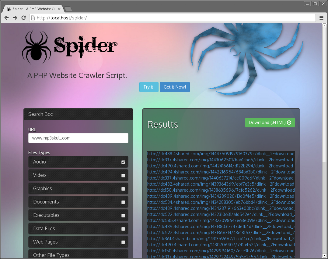 Php. Скрипт на паук. Cobweb. Spider и Crawler программа.