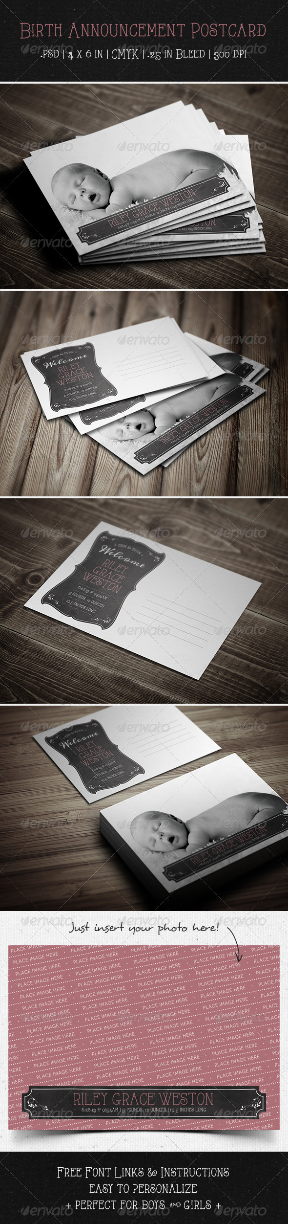 Birth Announcement Postcard Birth Announcement Postcard