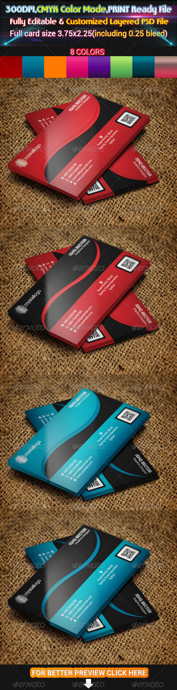 8 Colors Stylish Business Card 8 Colors Stylish Business Card