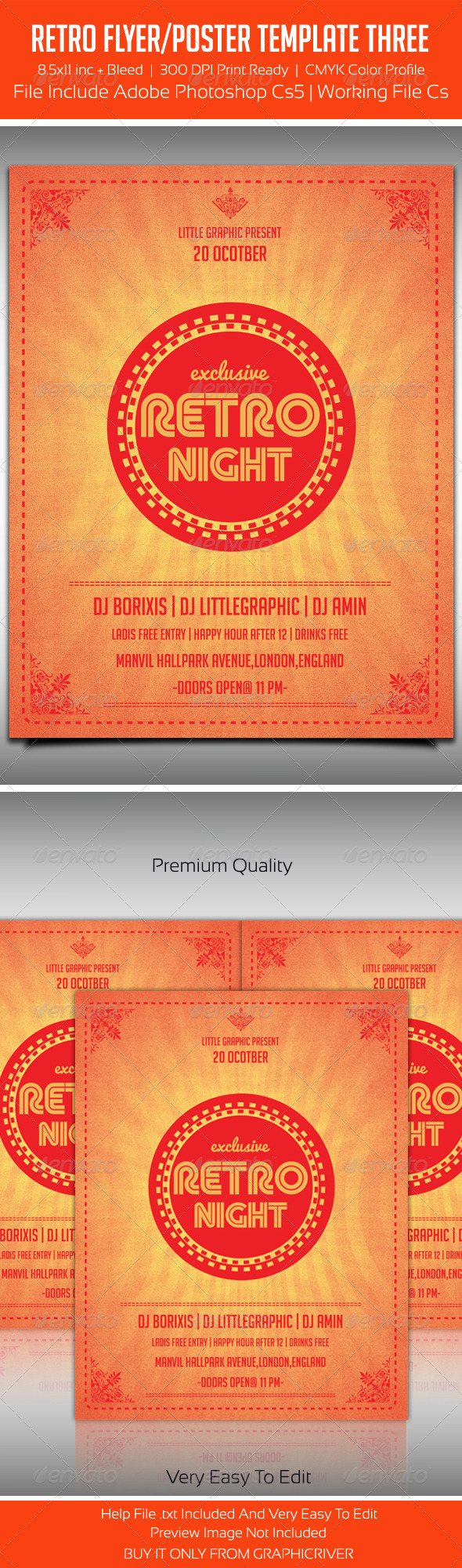 Typography Retro Party Flyer Template 3 - Clubs & Parties Events