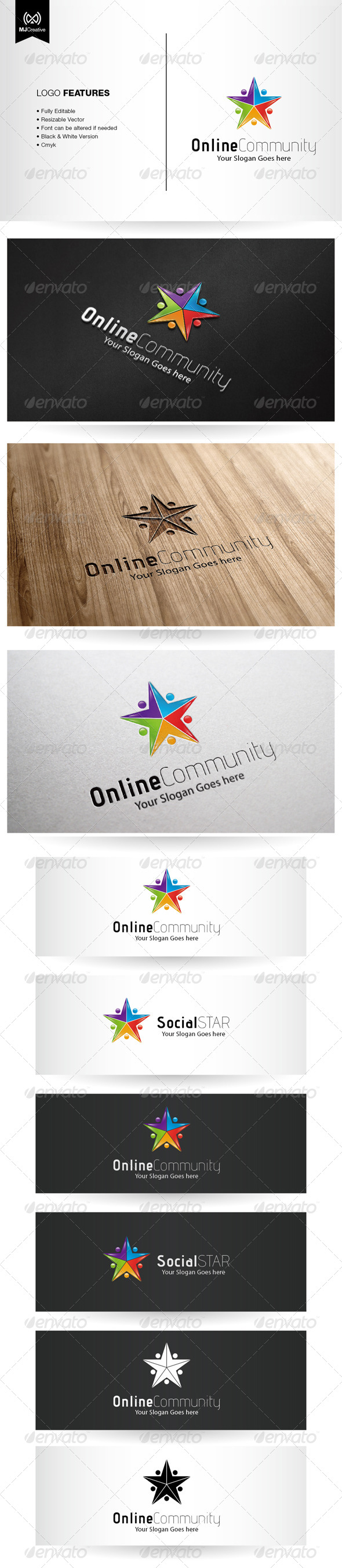 Colorful Star and Social Network Logo