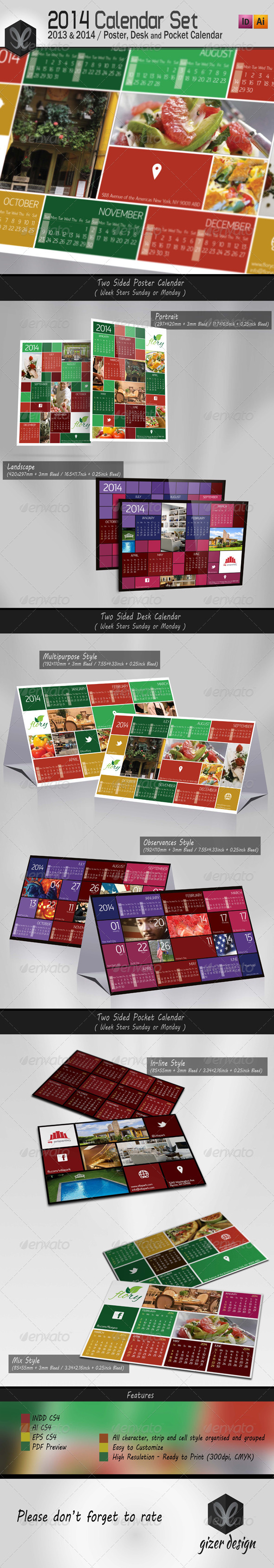 2014 Calendar Set Kare 2014 Calendar Set Kare