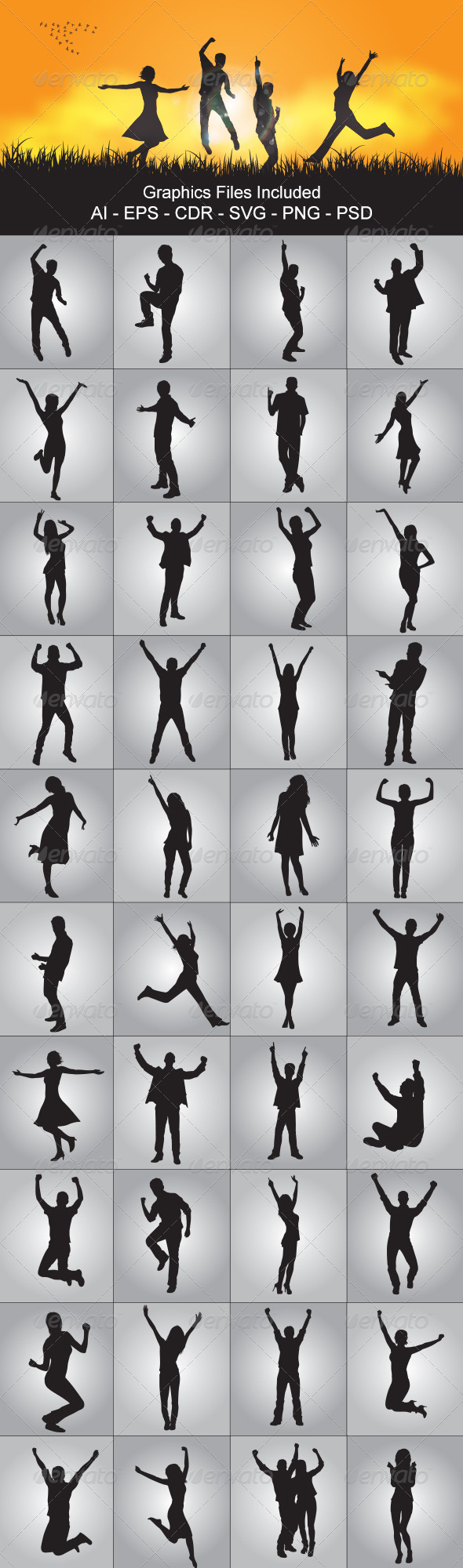 Happy People Silhouettes Happy People Silhouettes