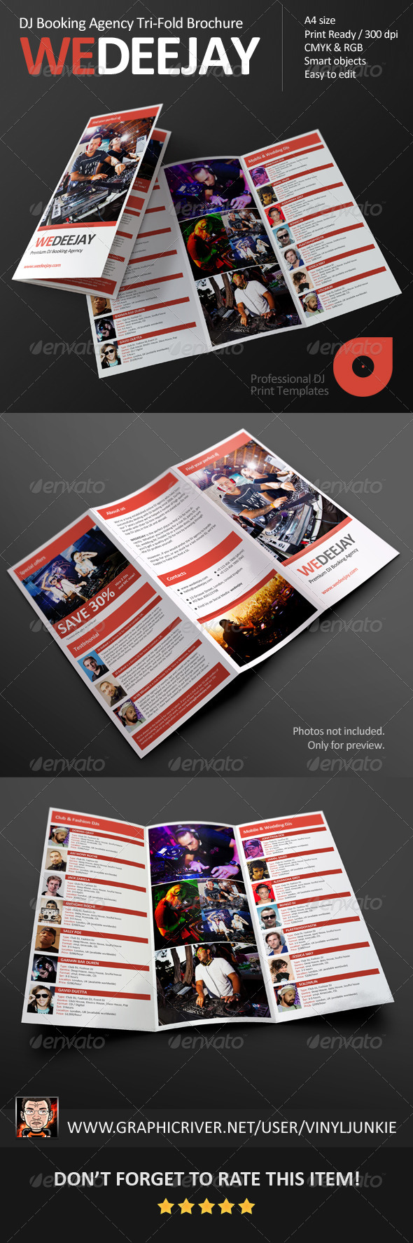 WeDeeJay DJ Booking Agency Tri-Fold Brochure - Informational Brochures