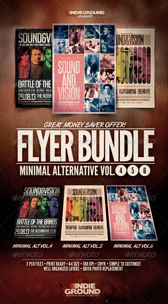Minimal Alternative Flyer/Poster Bundle Vol. 4-6 - Events Flyers