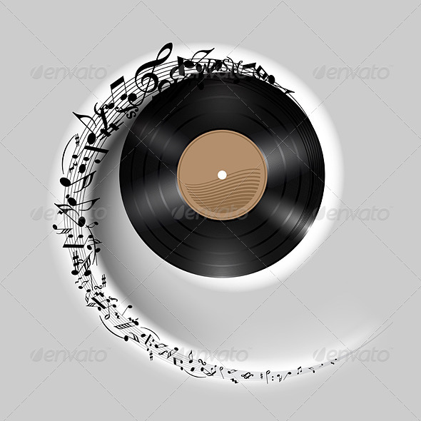 Vinyl Disc with Music Notes Vinyl Disc with Music Notes