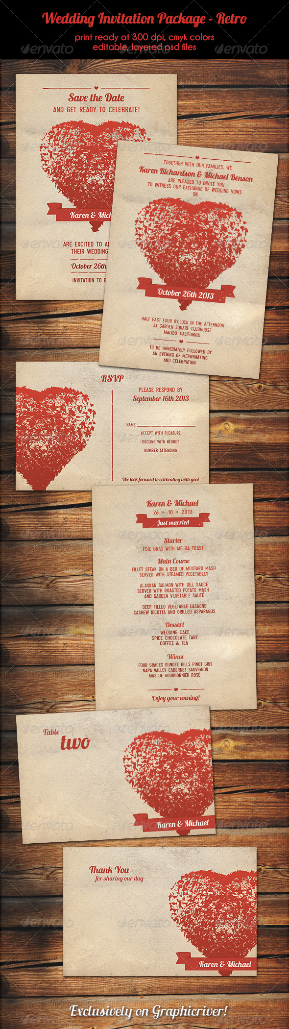 Wedding Invitation Package - Retro