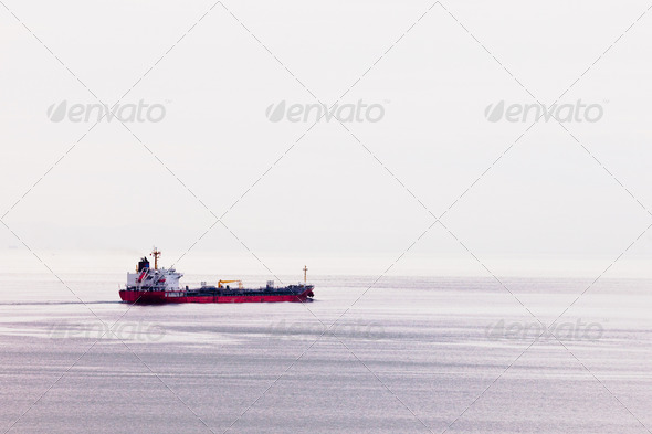 Oil tanker ship transports fossil energy overseas