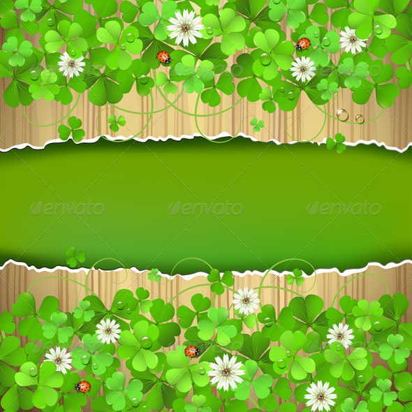 Wood Background with Clover Wood Background with Clover