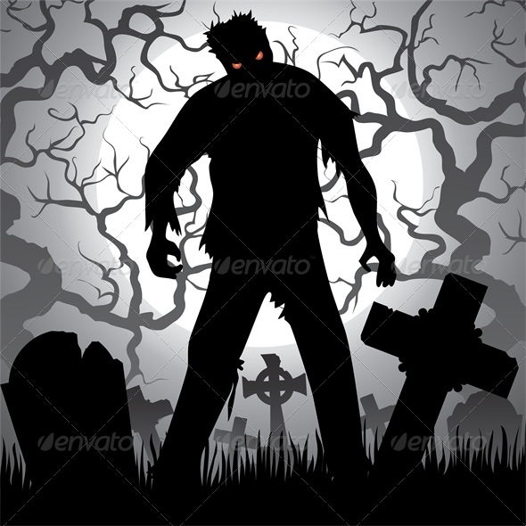 Halloween Background with Zombie