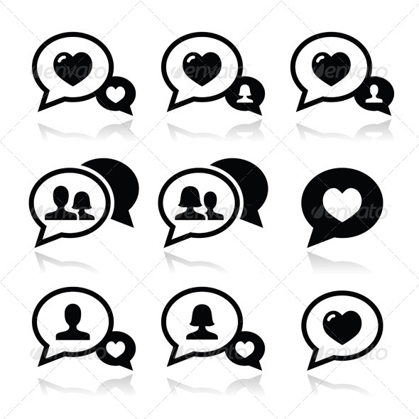 Love Speech Bubbles Couples Vector Icons Set Love Speech Bubbles Couples Vector Icons Set