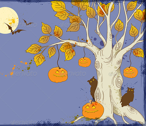 Tree and Pumpkins Tree and Pumpkins