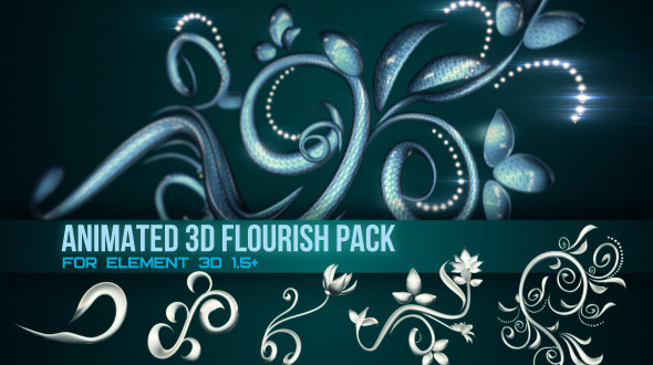 Animated 3D Flourish Pack for Element 3D Animated 3D Flourish Pack for Element 3D