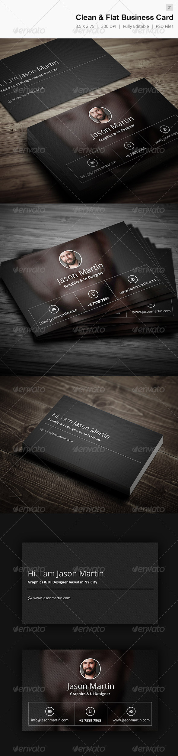 Clean & Flat Business Card - 01 - Creative Business Cards
