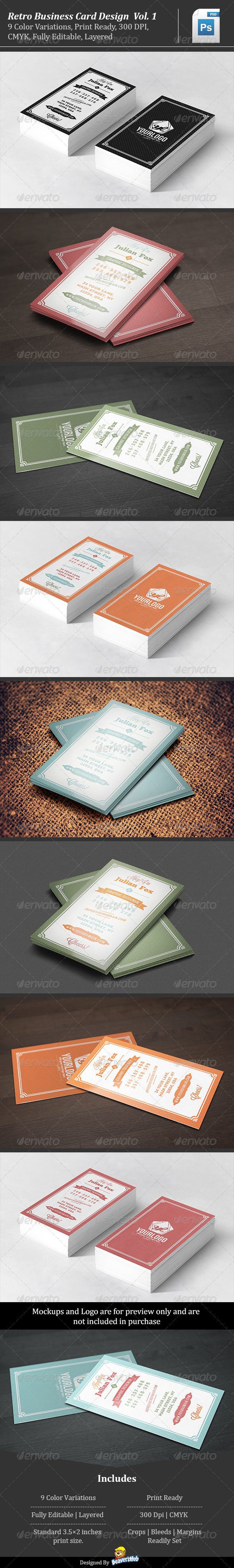 Retro Business Card Design Vol. 1 - Retro/Vintage Business Cards