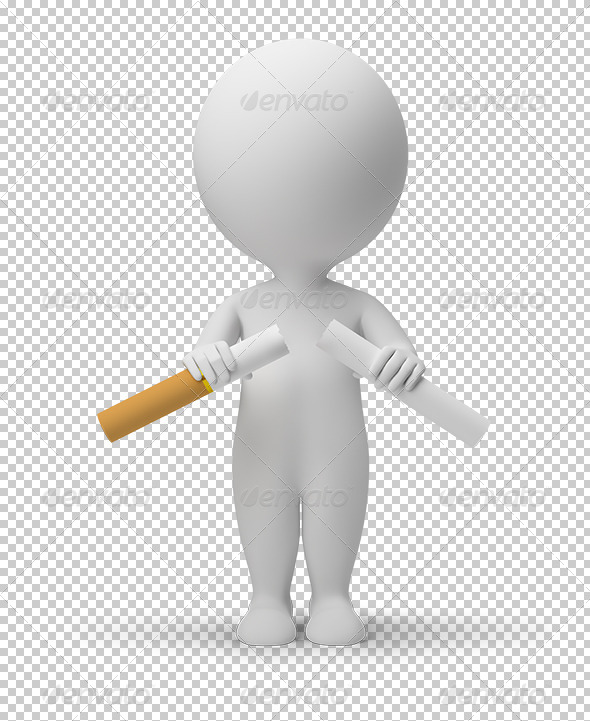 3D Small People Breaking Cigarette 3D Small People Breaking Cigarette