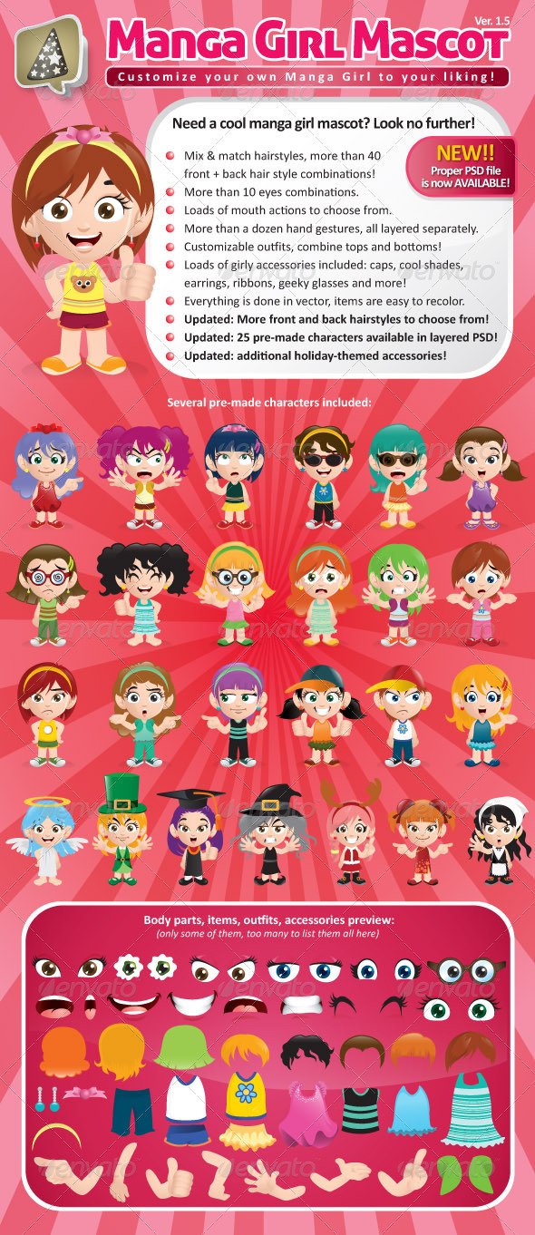 Manga Girl Mascot Creation Kit Manga Girl Mascot Creation Kit