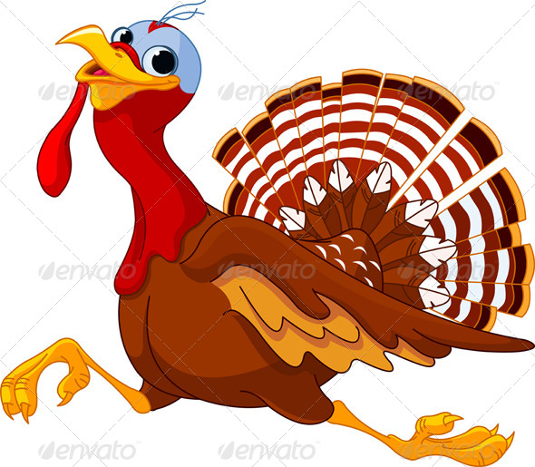 Running Cartoon Turkey