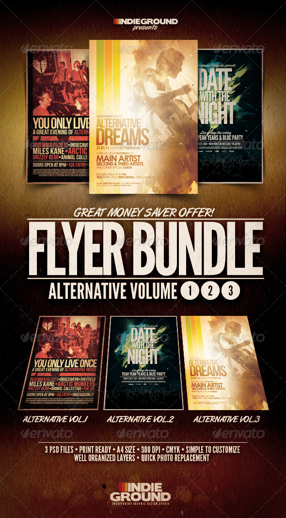 Alternative Flyer/Poster Bundle Vol. 1-3 - Clubs & Parties Events