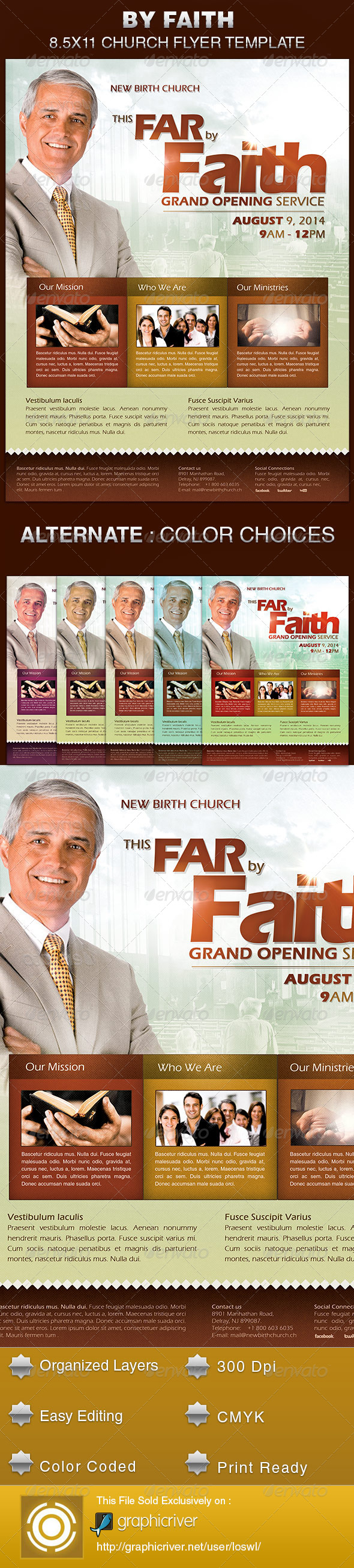 By Faith Church Grand Opening Flyer Template - Church Flyers