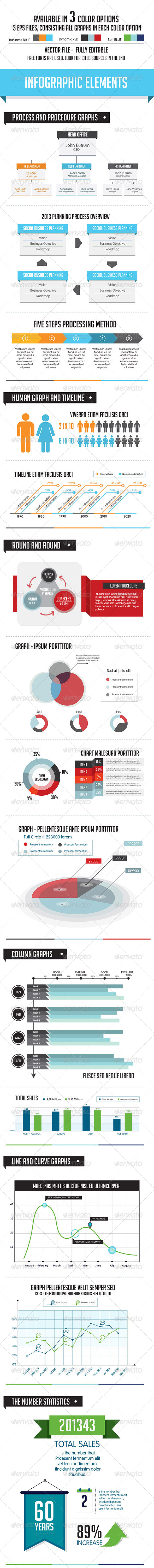 Business Infographic Elements - 3 Color Choices