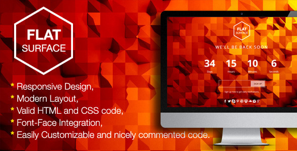 Flat Surface - Responsive Coming Soon Template