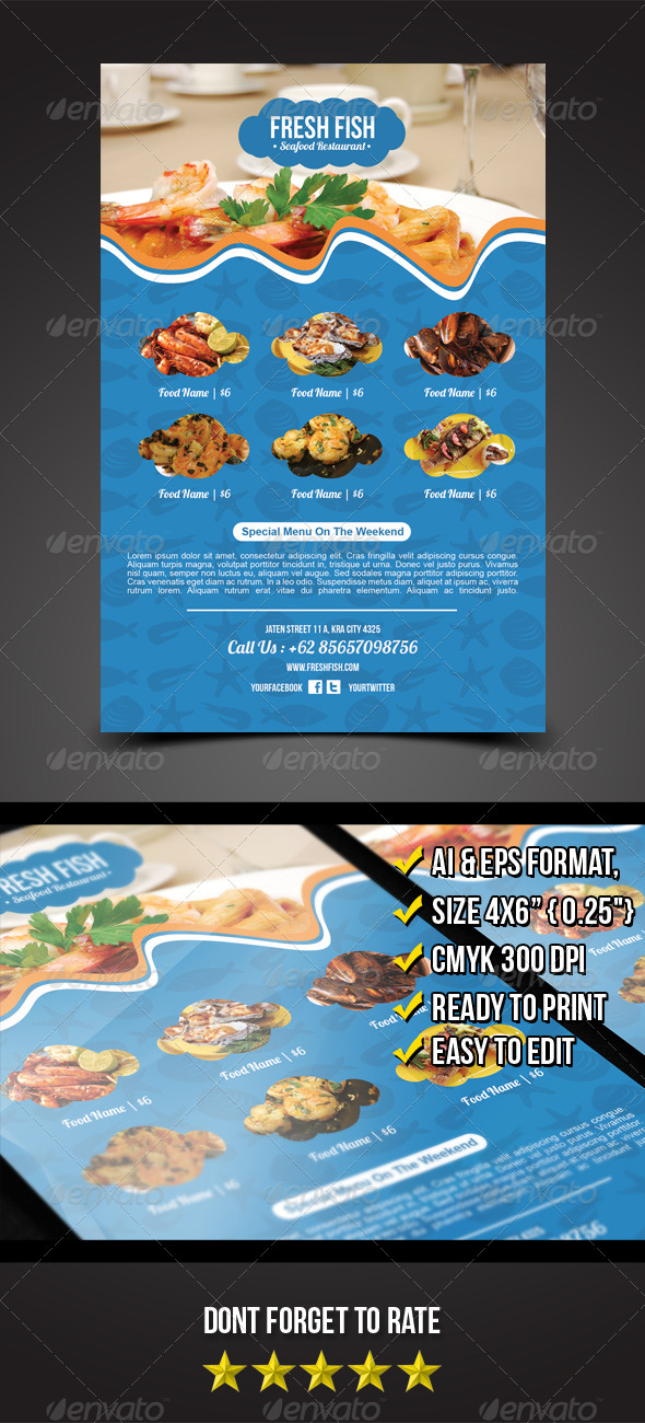 Seafood Flyer Template - Print Templates