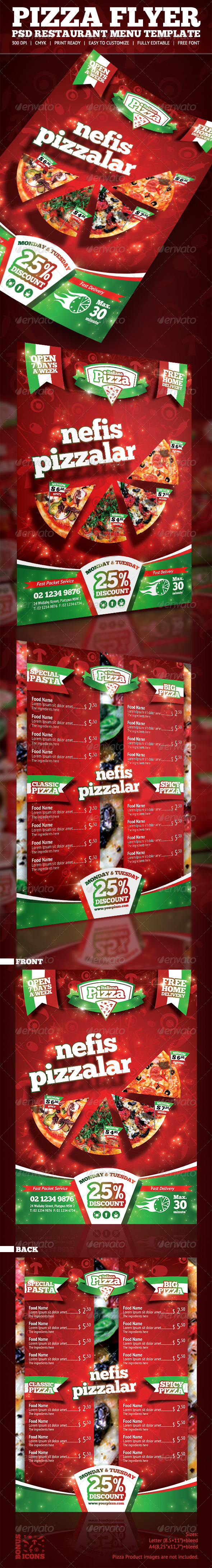 Pizza Menu Flyer - PSD Template