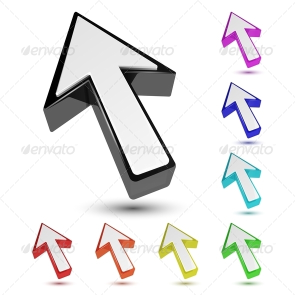 Set of Multicolored 3D Arrow Cursor Pointers Set of Multicolored 3D Arrow Cursor Pointers